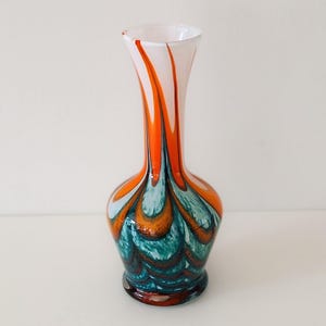 Empoli - Opaline Florence Vase - Orange White Green - Glass - 1970s - Carlo Moretti - Italy