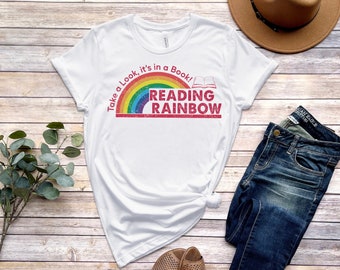 Reading Rainbow Shirt, Retro Librarian Shirt, Teacher Appreciation Shirt, Retro Comfort Rainbow School Shirt, Book Lover Gift, Bookworm Tee