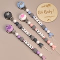 Custom Baby Pacifier Clip, Newborn Soother Chain, Personalized Silicone Pacifier Clip, Handmade Baby Name Party Baptism Holder, Shower Gift