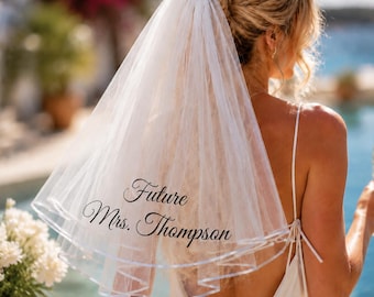 Personalized Bachelorette Veil ,Custom Bride Sash,Custom Wedding Future Mrs Veil ,Beach Pool Party Bride Gift ,Wedding Shower Gift For Her