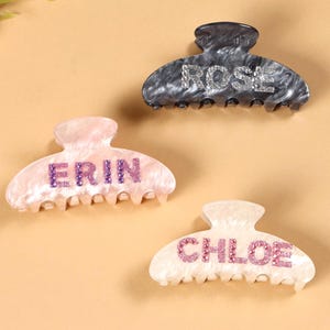 Personalized Initial Acetate Hair Claw, Custom Name  display picture 1