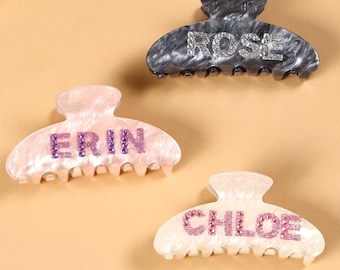 Personalized Name Hair Claw,Bridal Bridesmaid Hair Claw, Custom Initial Rhinestone Hair Claw, Custom Wedding Shower Gift, Fashion Hair Claw