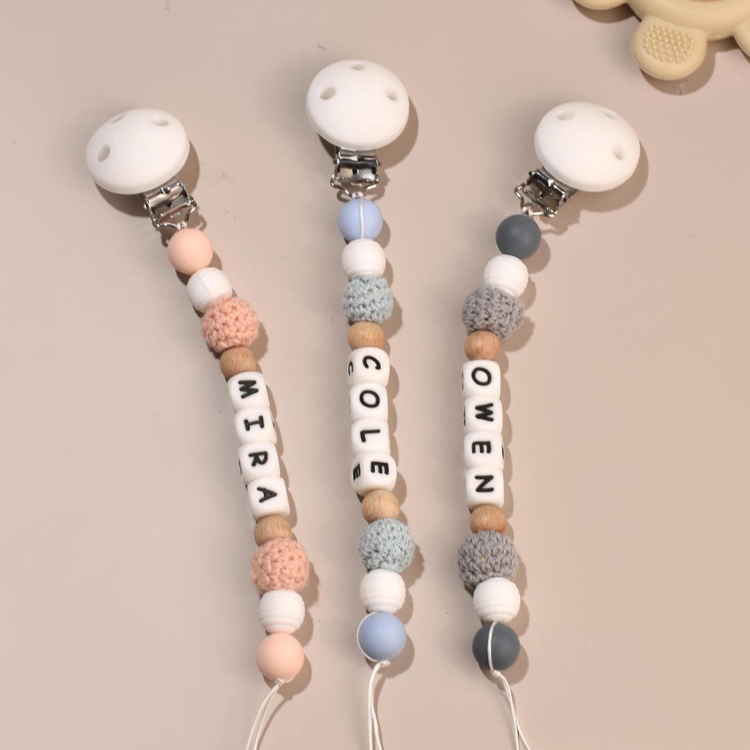 Unique Pacifier Chain Baby Pacifier Chain, Custom Newborn Soother Clip, Personalized Name ...