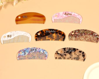 Custom Initials Tortoise Shell Comb, Personalization Name Wedding Bridesmaid Gift, Acetate Comb, Creative Wide-Tooth Comb,Bridal Gift