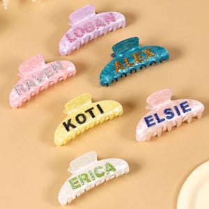 Custom Initial Rhinestone Hair Claw, Personalized Name Candy Colors Hair Accessories, Bridesmaid Wedding Fashion Hair Claw, Party Favors