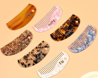 Personalized Hole-Shaped Comb, Wedding Bridesmaid Gift,Custom Initials Tortoise Shell Comb,Acetate Comb,Creative Wide-Tooth Comb,Bridal Gift