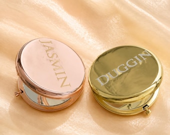 Custom Initials Gold Pocket Makeup Mirror,Personalized Compact Mirror with Name,Bridesmaid Proposal Gifts,Wedding Party Favors,Birthday Gift