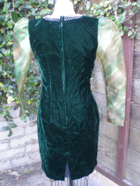 Vintage Green Velvet Dress. Holiday. Christmas. N… - image 3