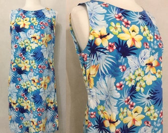 80’s Hawaiian Cotton Summer Sundress Luau Dress