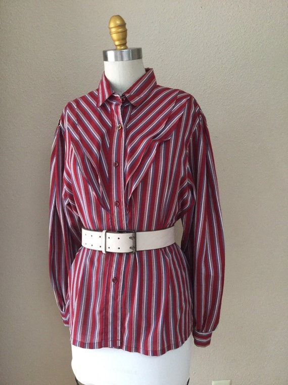 Vintage ruffle front blouse. Cut Western Button D… - image 2