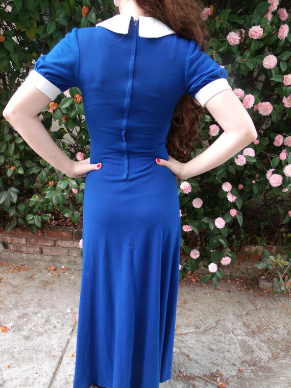 Vintage True Blue Maxi Day Dress. 60's Schoolgirl… - image 4