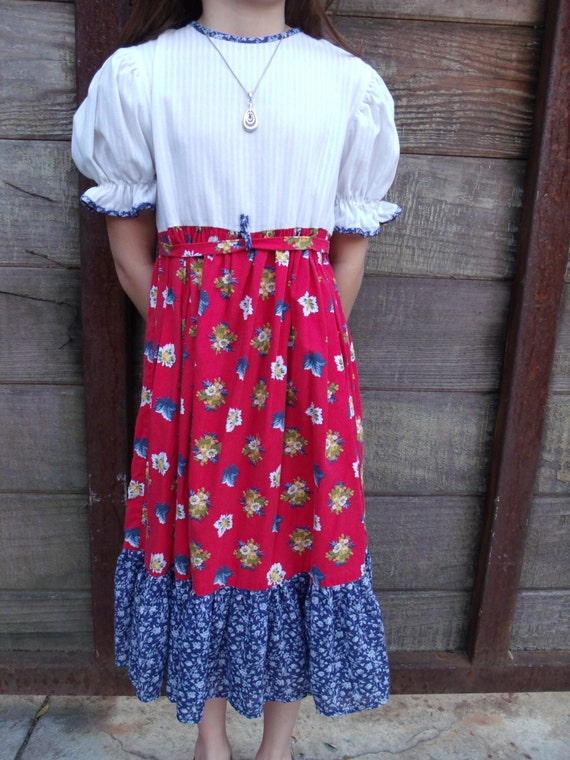 Vintage Children's Day Dress, Girls Vintage Calico