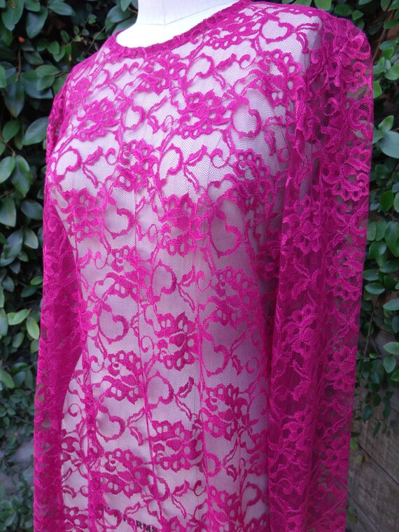 Vintage Lace Dress. Burgundy Lace Dress 80's Shee… - image 2