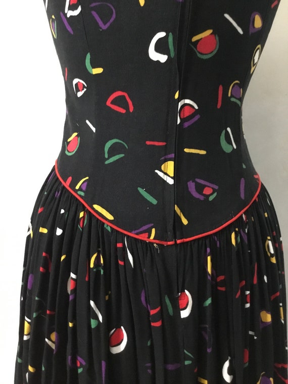 80’s Vintage Geometrical Black Day Dress. mint . … - image 2