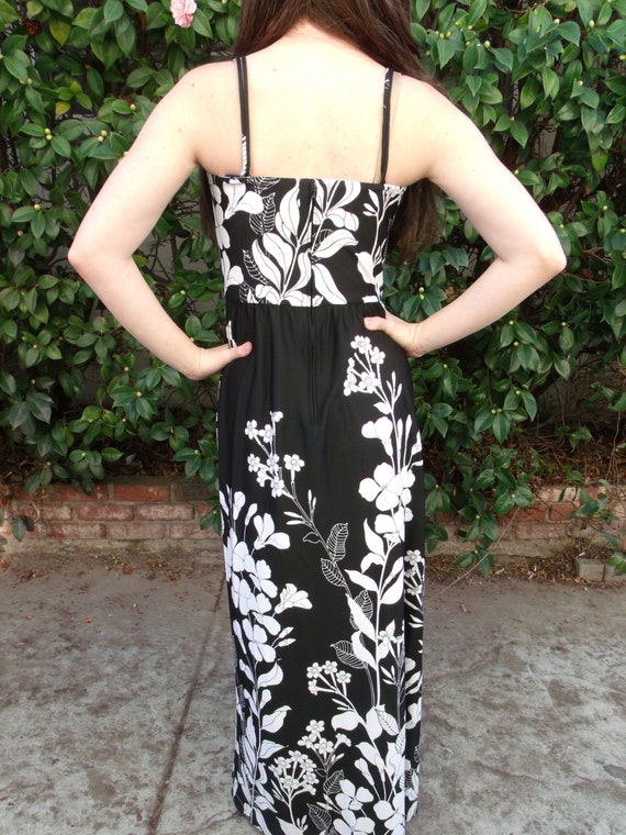 70’s Black Floral Maxi Dress. Designer Maxi Dress… - image 4