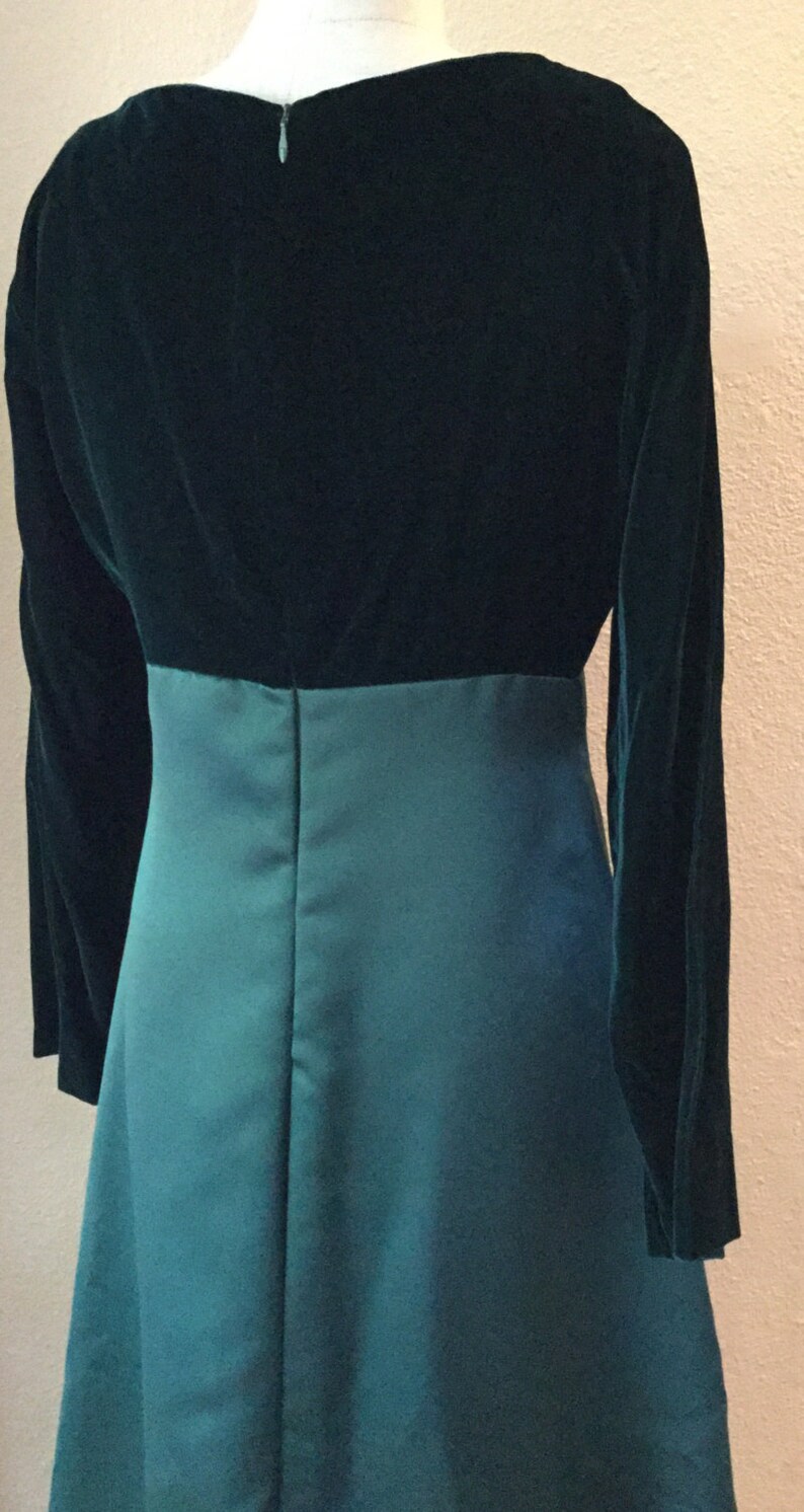 Green Velvet Full Length Gown FIONA Costume Vintage Emerald Green Empire Waist