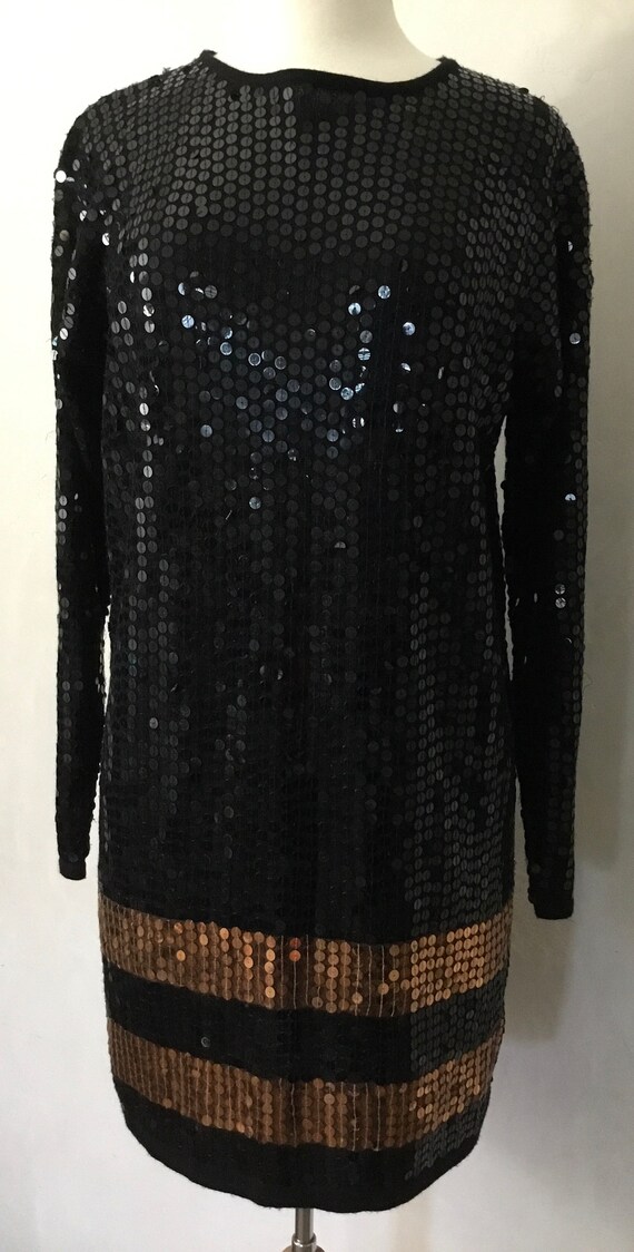 blue dress for baby girl Black Three Quarter Sleeve Sequin Shift Dress – Luz De Ibiza main image 0