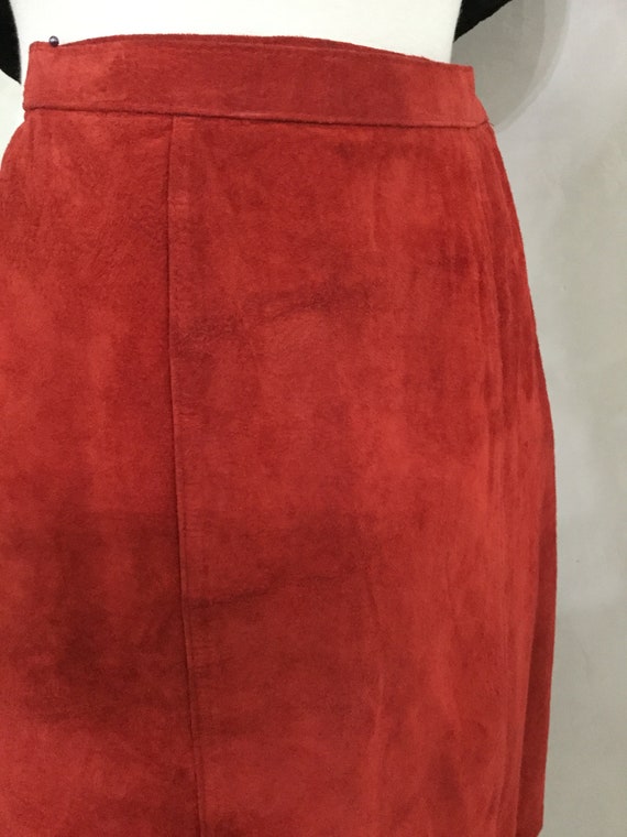 Suede skirt. Vintage Skirt Size 3. Burnt Orange - image 3