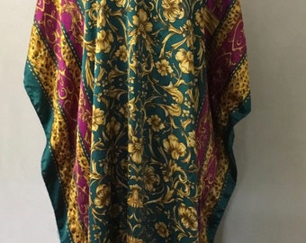 60’s Vintage Silk Kaftan Maxi Dress Mint Condition