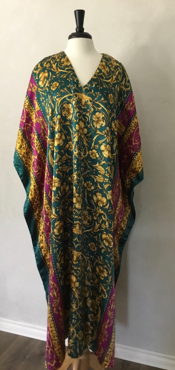 60’s Vintage Silk Kaftan Maxi Dress Mint Condition