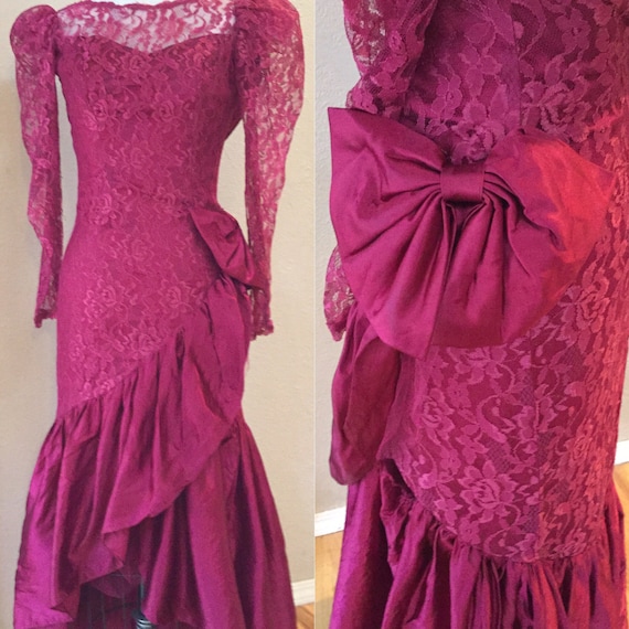 Burgundy Lace Cokctail Dress, Prom Dress, Formal G