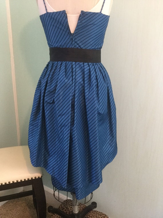 Vintage Blue Black Striped fitted Wiggle Dress Dr… - image 4