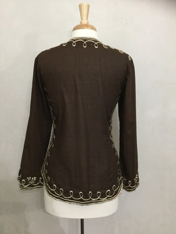 Vintage Embroidered 60’s . 70’s Button Down Brown… - image 6