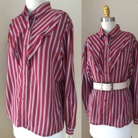 Vintage ruffle front blouse. Cut Western Button D… - image 1