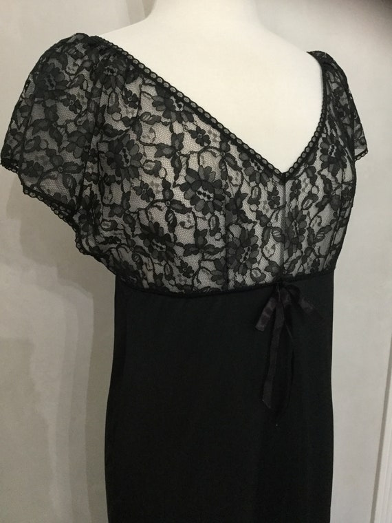 Vintage Black Lace 50’ 60’s Nightgown. Slip. Maxi… - image 6