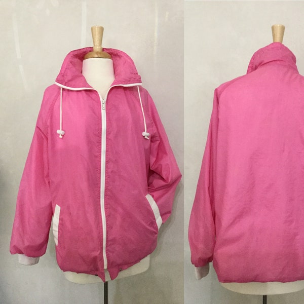 Vintage Pink 80’s Windbreaker Jacket. New Wave.