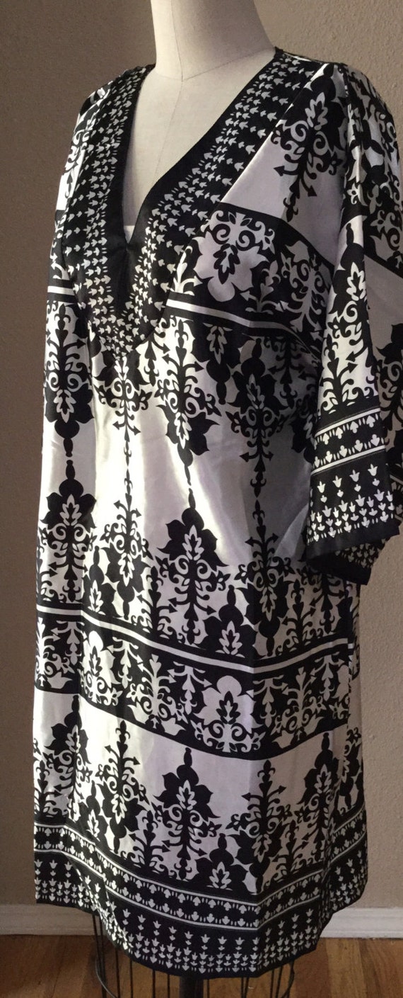 Vintage Kaftan, Boho Day Dress, Black and White T… - image 3