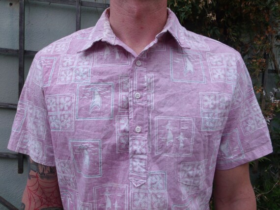 Vintage Mens 70's Nautical Shirt. Surfer Shirt. H… - image 3