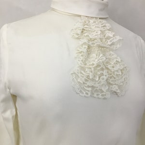 Cream 50s Blouse Lace Dickie NeckTie Petite image 4