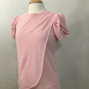Pale Pink Vintage Blouse. 50’s. 60’s Flutter Slv. Blouse