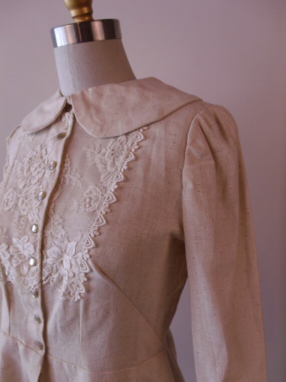 Peter Pan Collar BOHEMIAN Cream Lace Shirt. Vintage 40's Etsy