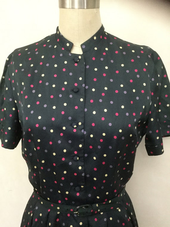 Vintage 50’s early 60’s Dark dotted Day Dress. - image 2