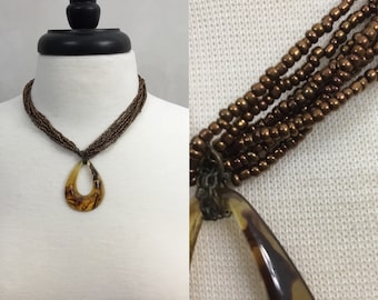 Vintage Bohemiasn Necklace 80’s Teardrop Pendant Necklace