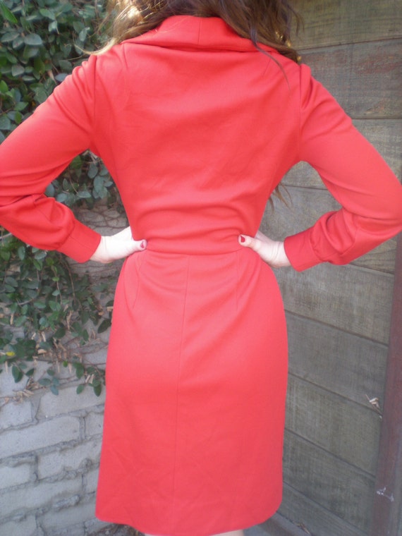 Vintage Red 60's Knit Dress. Leslie Faye Knits. M… - image 3