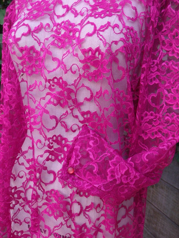 Vintage Lace Dress. Burgundy Lace Dress 80's Shee… - image 5