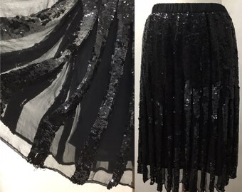 Vintage 60’s Pleated Black Sequin Cocktail Skirt