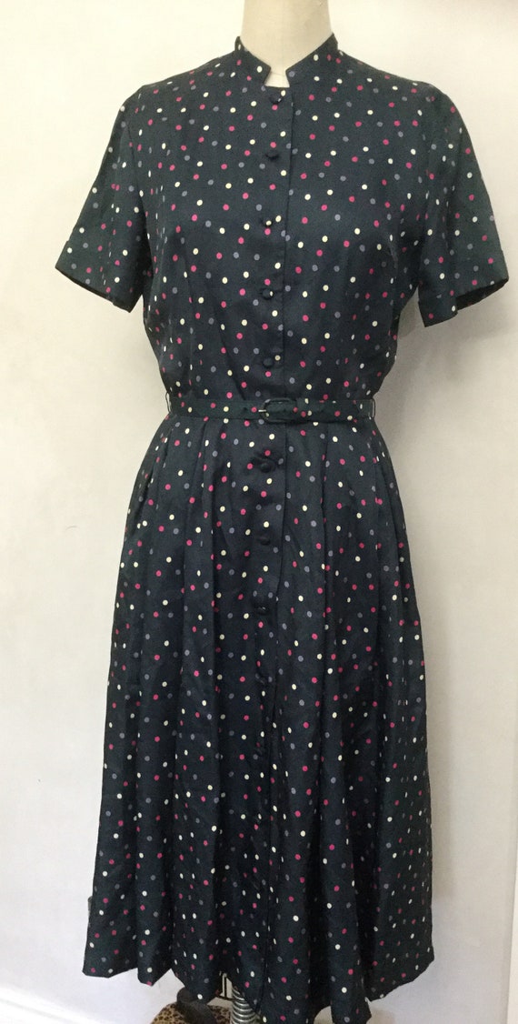 Vintage 50’s early 60’s Dark dotted Day Dress. - image 5