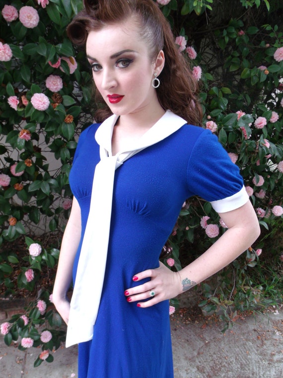 Vintage True Blue Maxi Day Dress. 60's Schoolgirl… - image 3