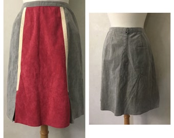 Vintage Grey Suede Skirt. Excellent 60’s 70’s Mini Skirt .pockets small/ Medium