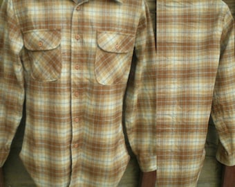 Herren Pendleton Button Down Shirt, Vintage 70er Jahre kariertes Hemd /Mantel