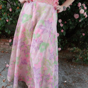 Vintage 50's 60's Maxi Skirt. Floral Spring Full Length Skirt. Cocktail Skirt. image 1