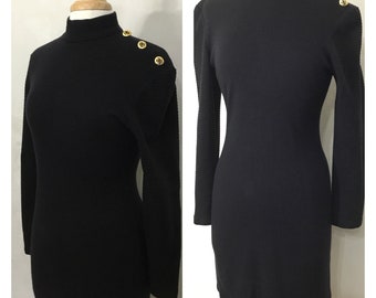 Black Fitted 80’s Dress. Vintage All That Jazz cocktail Evening party Dress