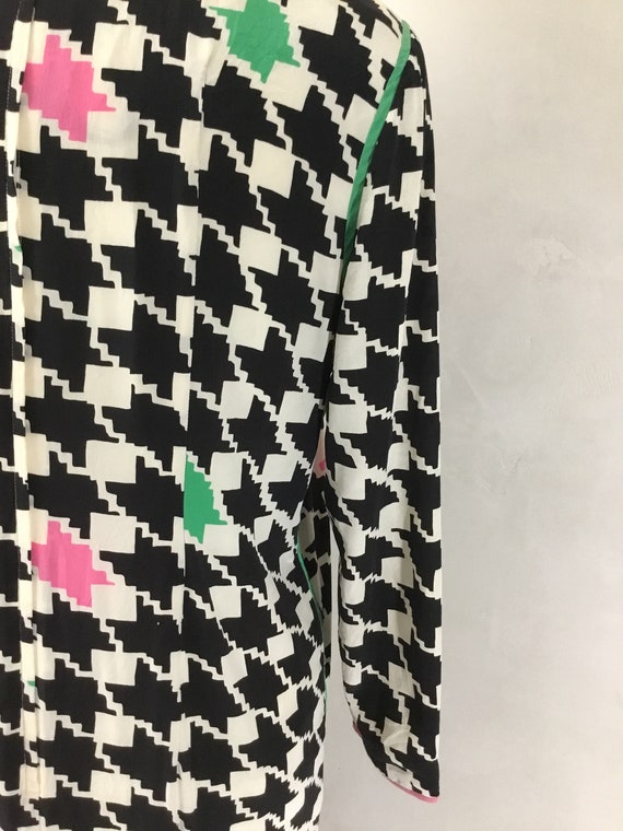 Vintage 80’s Silk Houndstooth Shift Dress - image 2