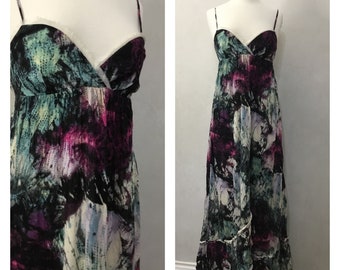 Vintage 90’s Black Abstract  BCBG Maxi Watercolored Sundress. Size XS / Small