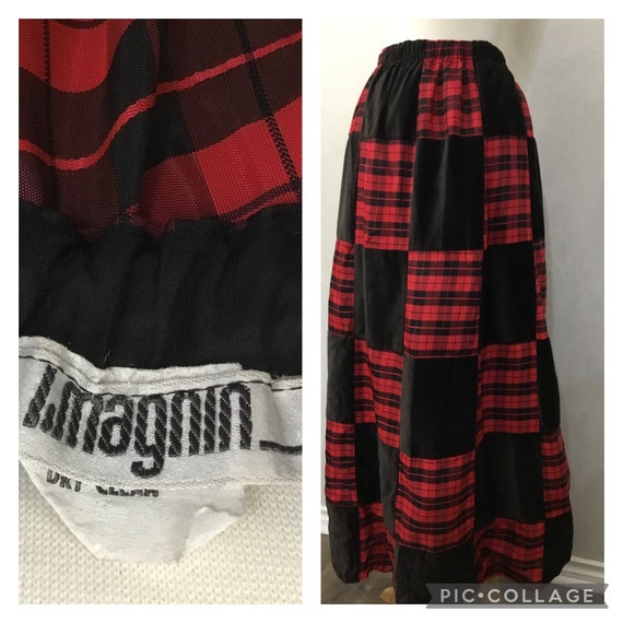 Vintage 60’s 70’s iMagnin Maxi Skirt. Red & Black… - image 1