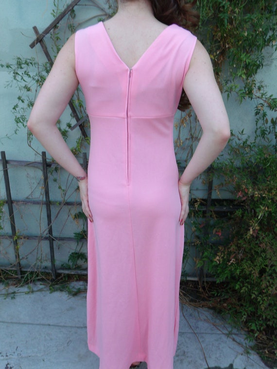 Vintage 60's Maxi Dress Lounge Dress Pink Sexy Pi… - image 3